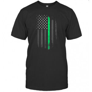 Green Line American Flag St Patricks Day T-Shirt